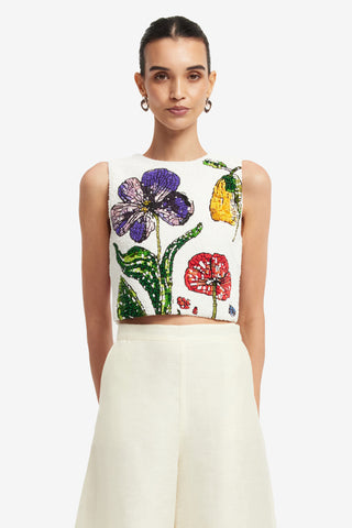 Exclusive LEO LIN Iris Beaded Top - Wildflowers