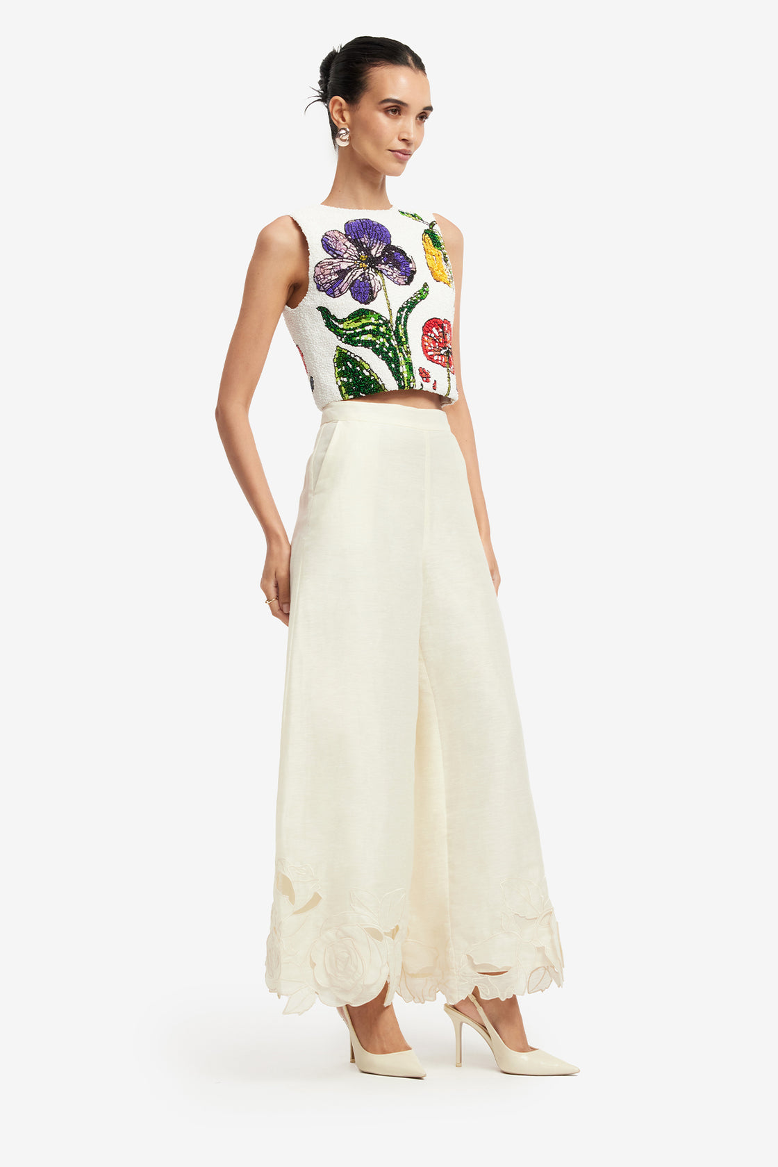 Exclusive LEO LIN Iris Beaded Top - Wildflowers