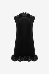 Lingyu Velvet Embellished Mini Dress - Ebony Dress Mini