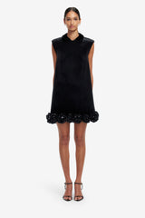 Lingyu Velvet Embellished Mini Dress - Ebony Dress Mini