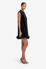 Lingyu Velvet Embellished Mini Dress - Ebony Dress Mini