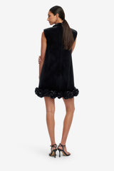 Lingyu Velvet Embellished Mini Dress - Ebony Dress Mini