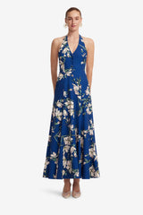 Juliette Halterneck Maxi Dress - Midnight Magnolia Print Dress Maxi