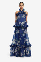 Paige Ruffled Maxi Skirt - Midnight Magnolia Print Skirts