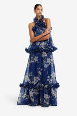 Paige Ruffled Maxi Skirt - Midnight Magnolia Print Skirts