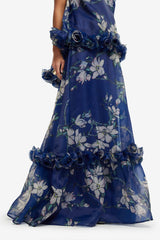 Paige Ruffled Maxi Skirt - Midnight Magnolia Print Skirts