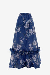 Paige Ruffled Maxi Skirt - Midnight Magnolia Print Skirts