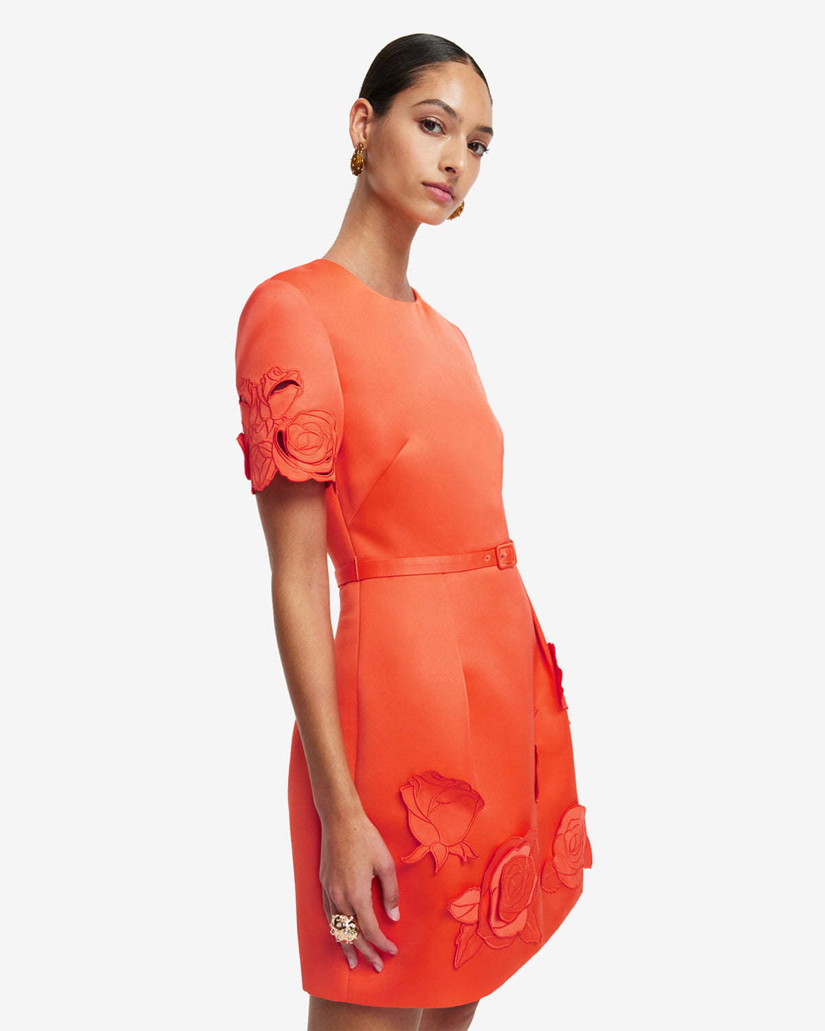 aurelie appliqu short sleeve mini dress Aurelie Appliqu Short Sleeve Mini Dress