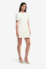Aurelie Appliqué Short Sleeve Mini Dress - Vanilla Dress Mini