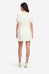 Aurelie Appliqué Short Sleeve Mini Dress - Vanilla Dress Mini