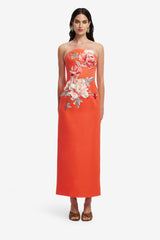Ava Appliqué Floral Bustier Maxi Dress - Saffron Dress Maxi