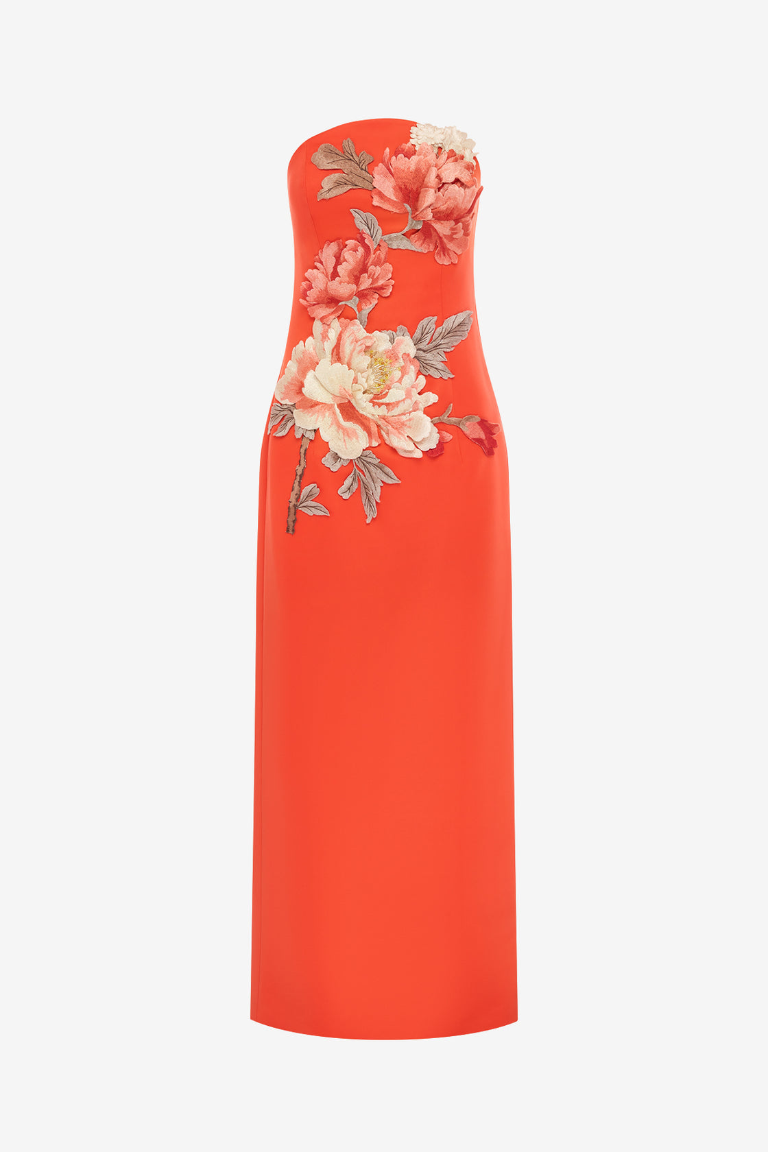 Exclusive LEO LIN Ava Applique Floral Bustier Maxi Dress - Saffron
