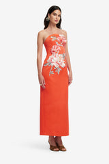 Ava Appliqué Floral Bustier Maxi Dress - Saffron Dress Maxi