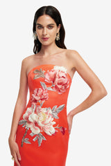 Ava Appliqué Floral Bustier Maxi Dress - Saffron Dress Maxi