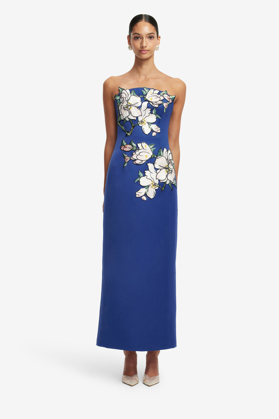 Exclusive LEO LIN Ava Applique Floral Bustier Maxi Dress - Midnight