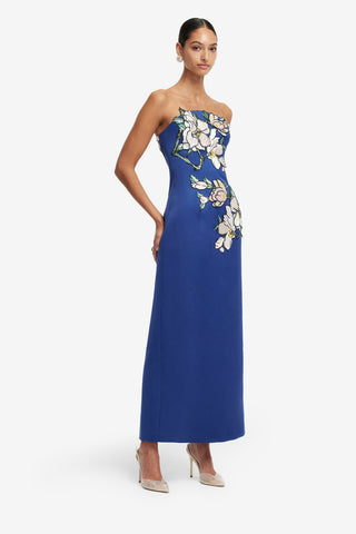 Exclusive LEO LIN Ava Applique Floral Bustier Maxi Dress - Midnight