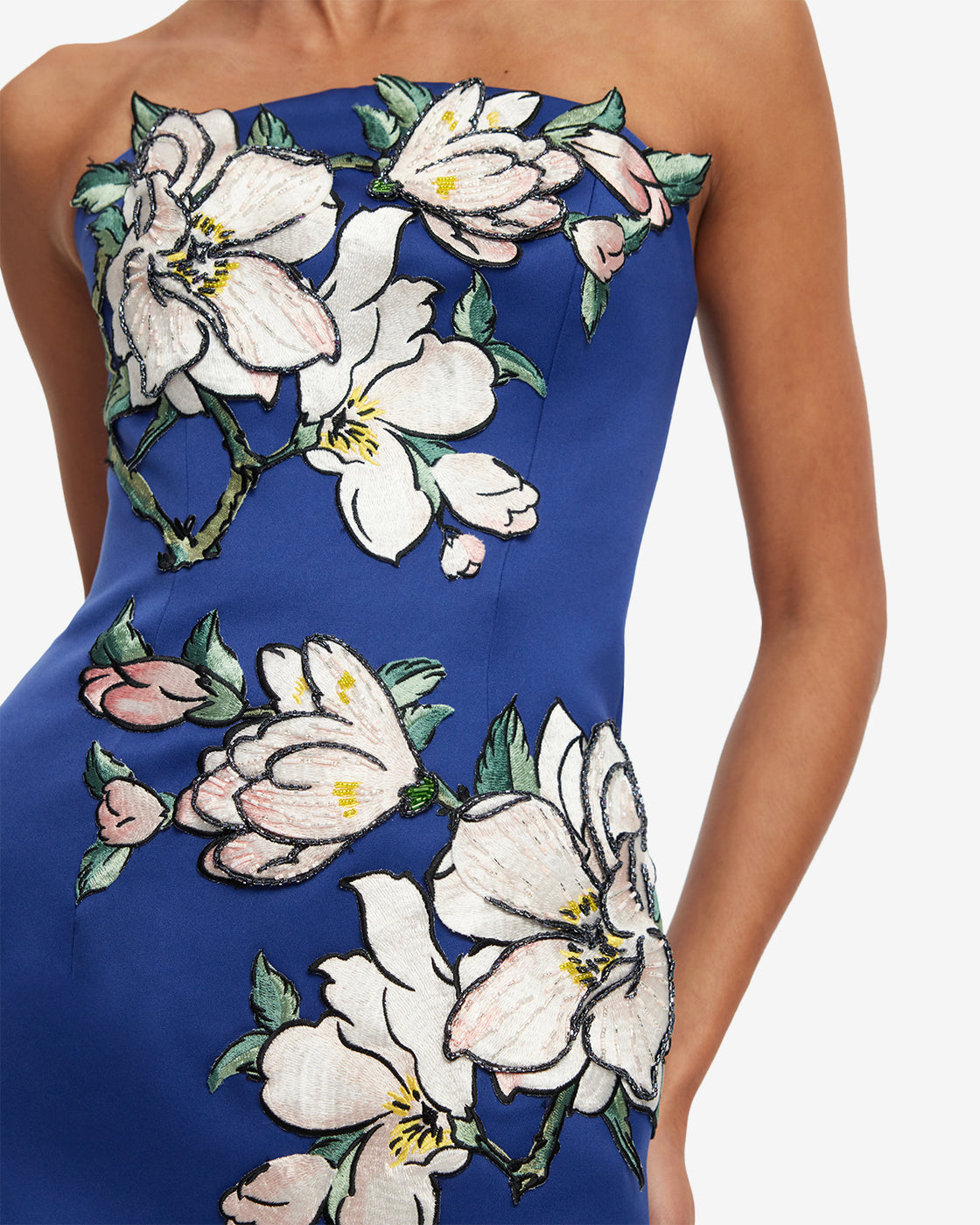 Ava Appliqué Floral Bustier Maxi Dress - Midnight – LEO LIN