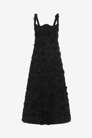 Exclusive LEO LIN Odette Lace Midi Dress - Ebony