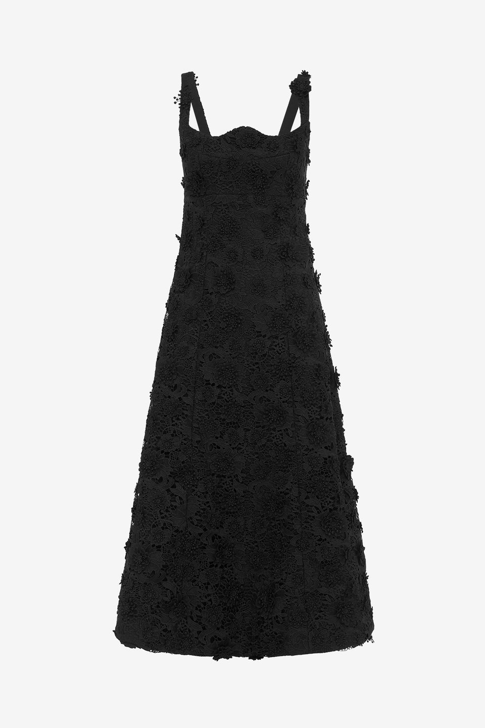 Exclusive LEO LIN Odette Lace Midi Dress - Ebony