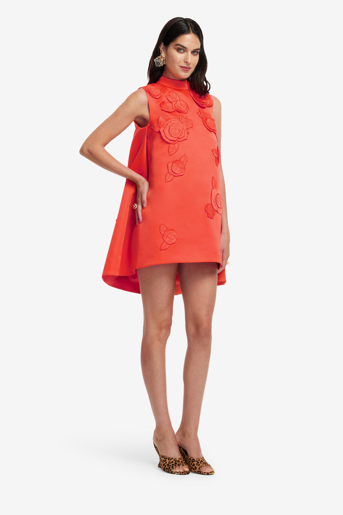 Fallon Appliqu Floral Mini Dress - Saffron LEO LIN Fallon Appliqu Floral Mini Dress - Saffron LEO LIN
