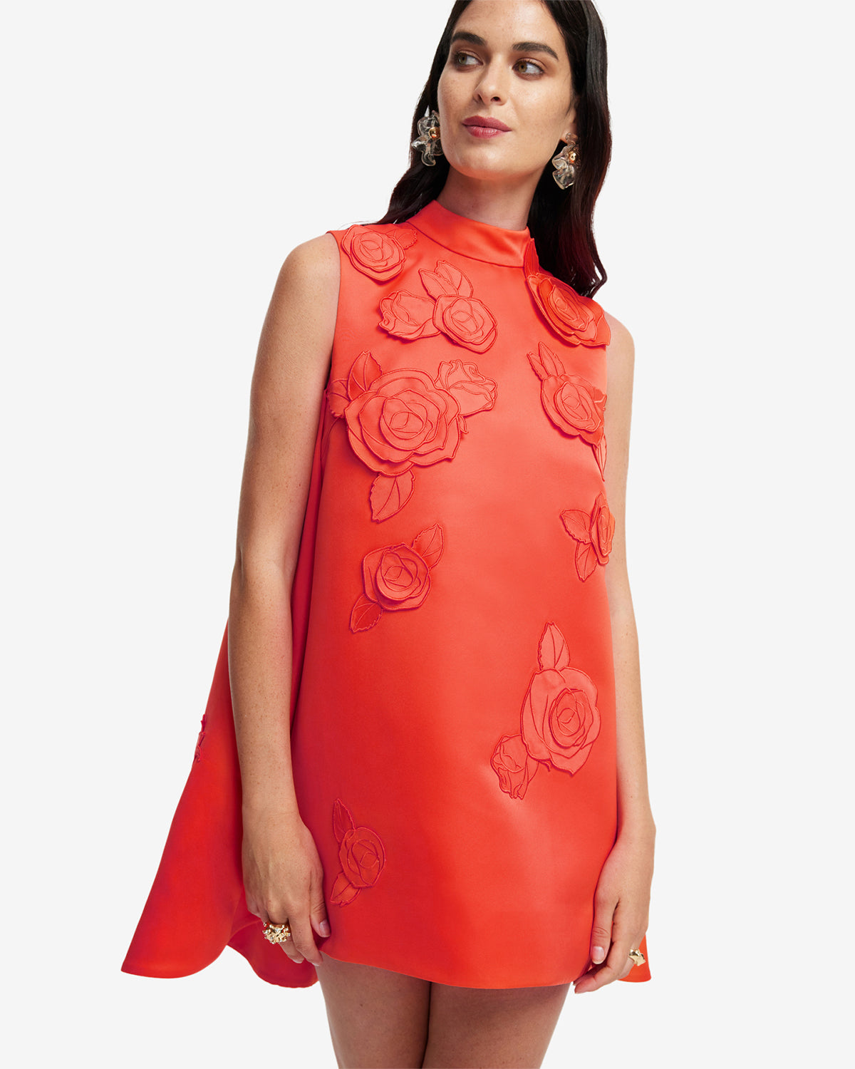 Fallon Appliqu Floral Mini Dress - Saffron LEO LIN Fallon Appliqu Floral Mini Dress - Saffron LEO LIN