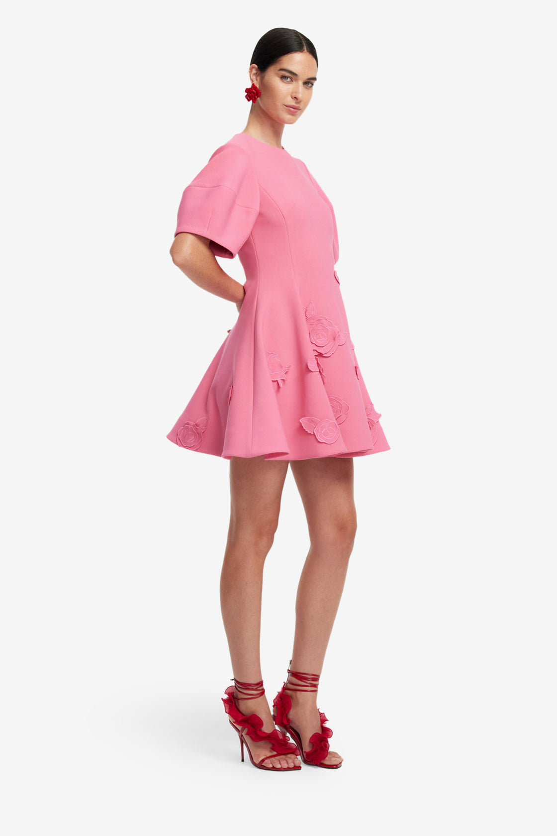 Exclusive LEO LIN Simona Applique Mini Dress - Pink