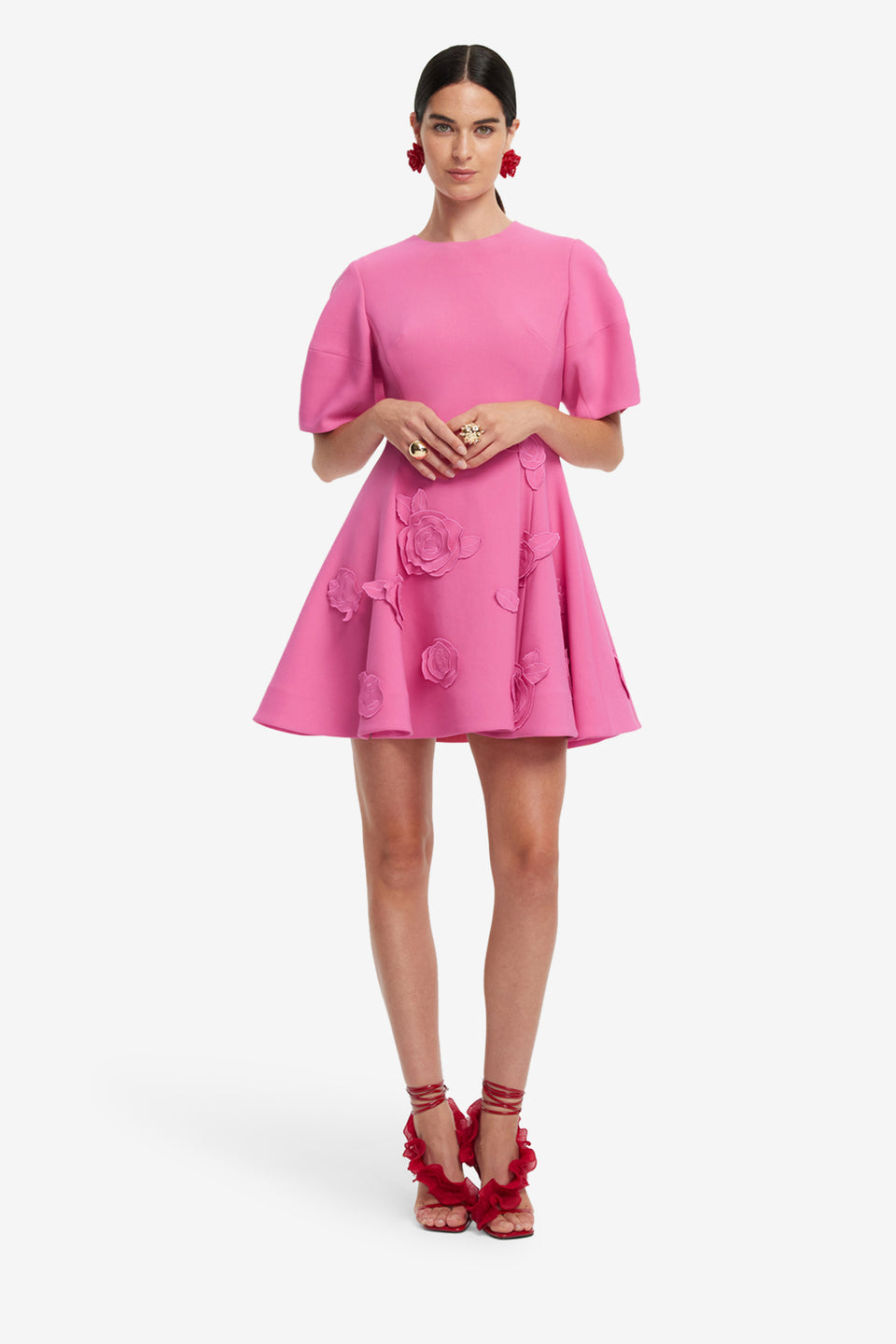 Exclusive LEO LIN Simona Appliqué Mini Dress - Pink