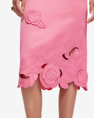 Exclusive LEO LIN Carly Applique Midi Skirt - Pink