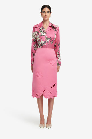 Exclusive LEO LIN Carly Applique Midi Skirt - Pink