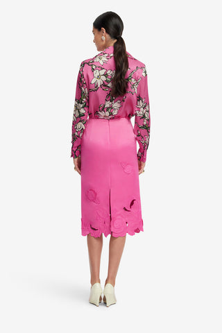 Exclusive LEO LIN Carly Appliqué Midi Skirt - Pink