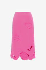 Carly Appliqué Midi Skirt - Pink Skirts