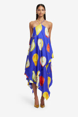 Sally Halterneck Maxi Dress - Pear Print Dress Maxi