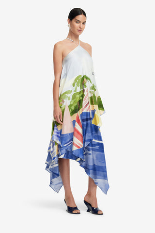 Exclusive LEO LIN Sally Halterneck Maxi Dress - Nautical Print