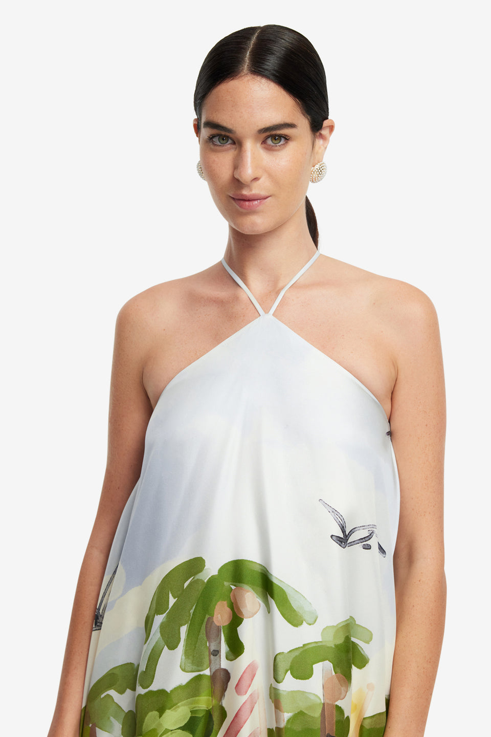 Exclusive LEO LIN Sally Halterneck Maxi Dress - Nautical Print