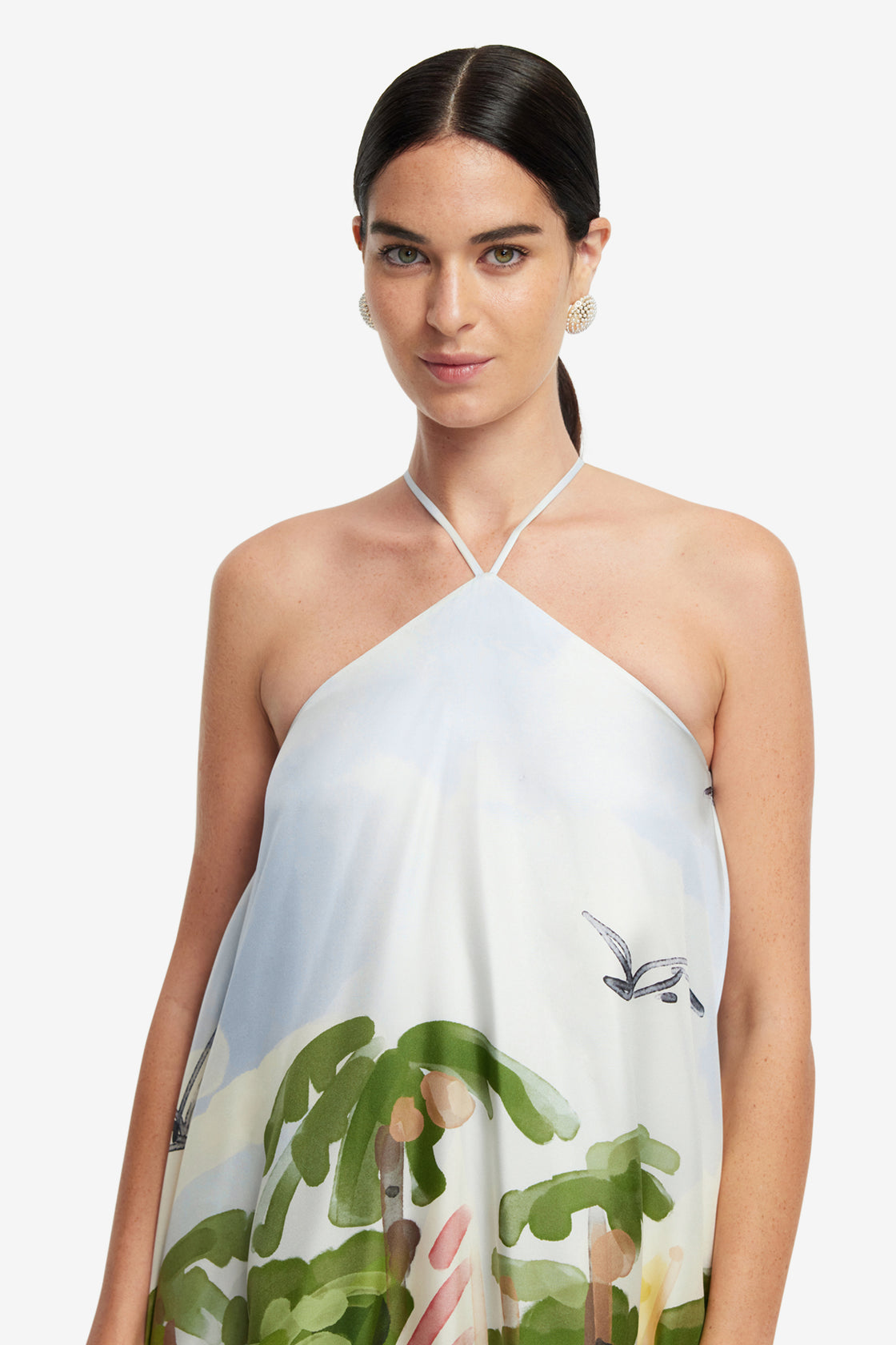 Exclusive LEO LIN Sally Halterneck Maxi Dress - Nautical Print