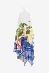 Sally Halterneck Maxi Dress - Nautical Print Dress Maxi