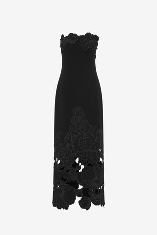 Exclusive LEO LIN Rayna Appliqué Bustier Maxi Dress - Ebony