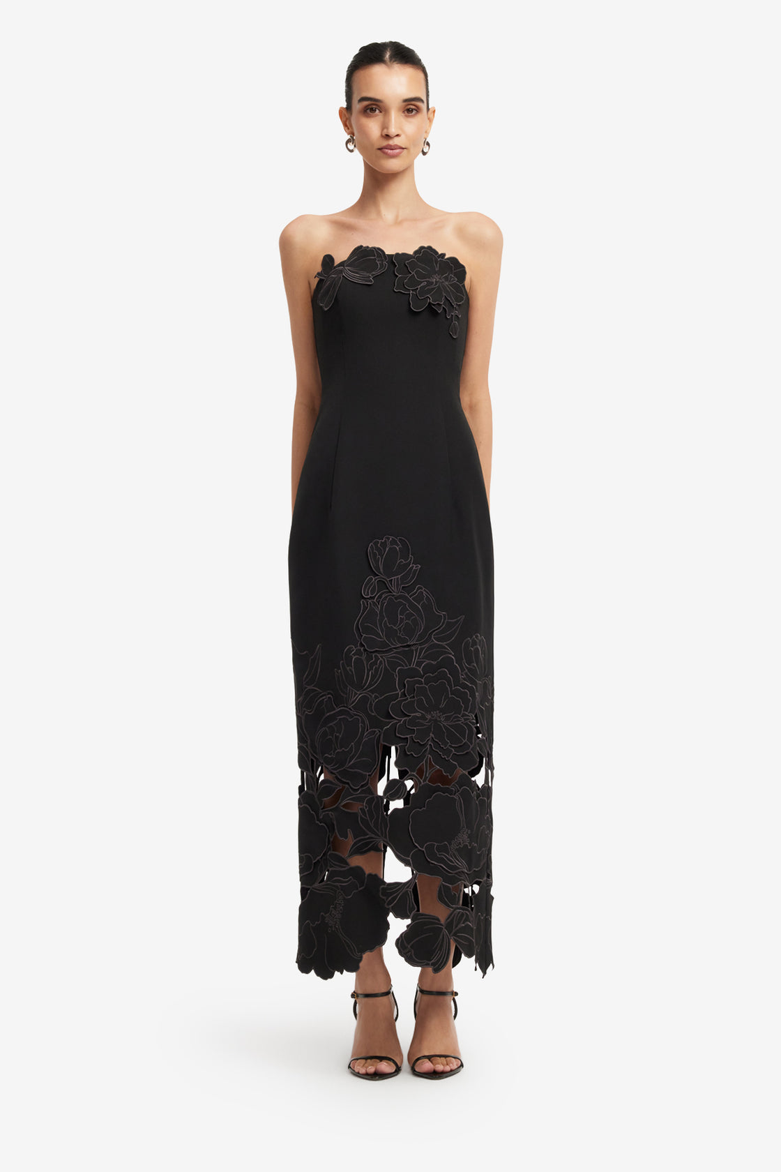 Rayna Appliqu Bustier Maxi Dress - Ebony LEO LIN Rayna Appliqu Bustier Maxi Dress - Ebony LEO LIN