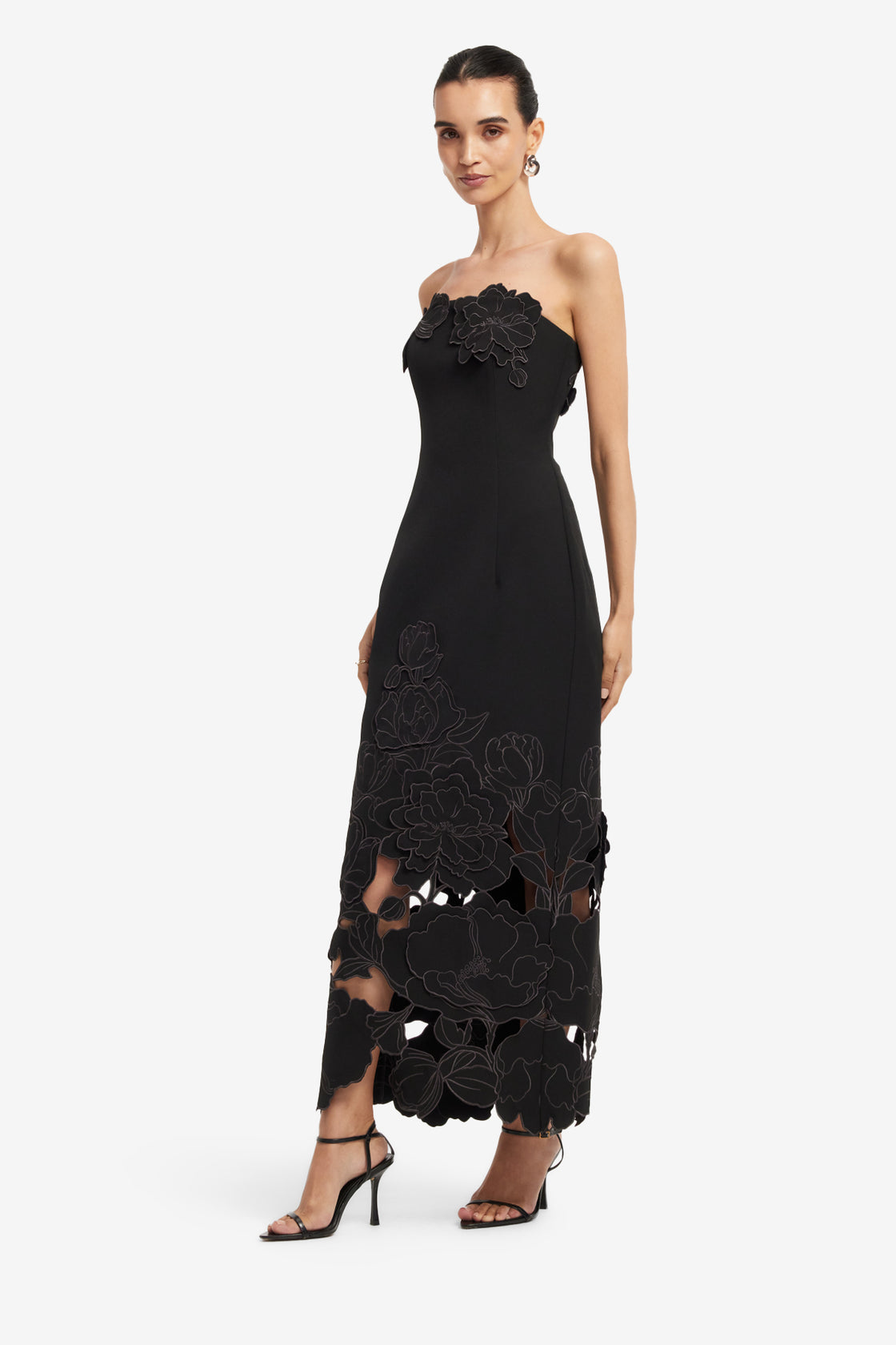 Exclusive LEO LIN Rayna Appliqué Bustier Maxi Dress - Ebony