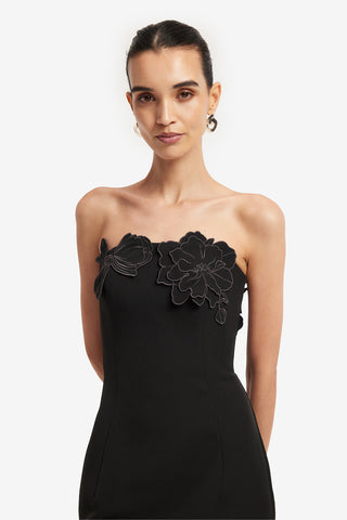 Exclusive LEO LIN Rayna Appliqué Bustier Maxi Dress - Ebony
