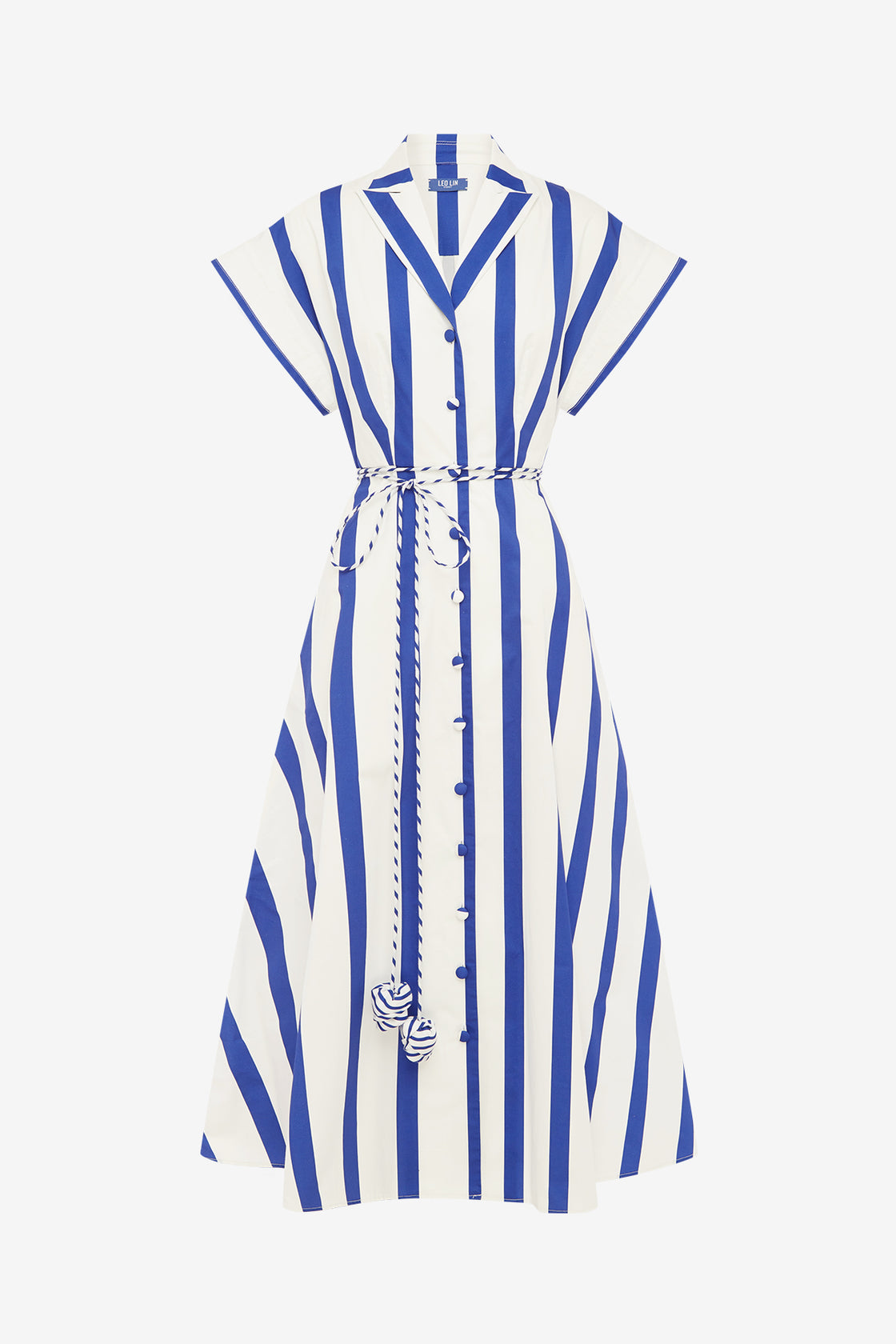 Exclusive LEO LIN Aubrey Striped Shirt Midi Dress - Navy