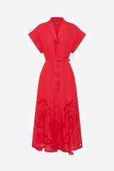 Aubrey Palm Shirt Midi Dress - Scarlet Dress Midi