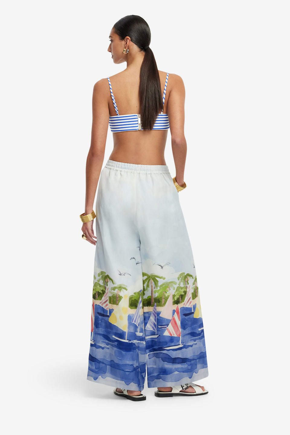 Exclusive LEO LIN Jamie Wide Leg Pants - Nautical Print