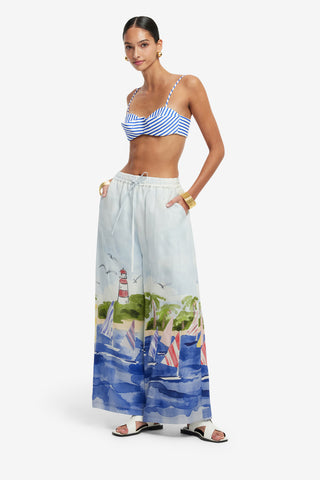 Exclusive LEO LIN Jamie Wide Leg Pants - Nautical Print