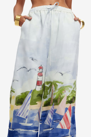 Exclusive LEO LIN Jamie Wide Leg Pants - Nautical Print
