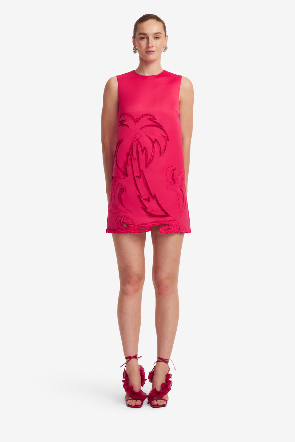 Exclusive LEO LIN Yvonne Palm Mini Dress - Scarlet