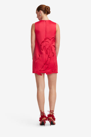 Exclusive LEO LIN Yvonne Palm Mini Dress - Scarlet