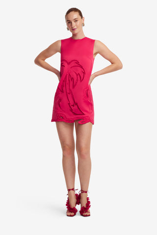 Exclusive LEO LIN Yvonne Palm Mini Dress - Scarlet