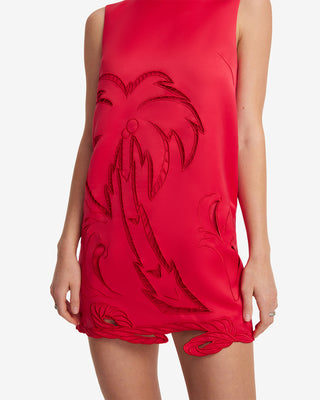 Exclusive LEO LIN Yvonne Palm Mini Dress - Scarlet