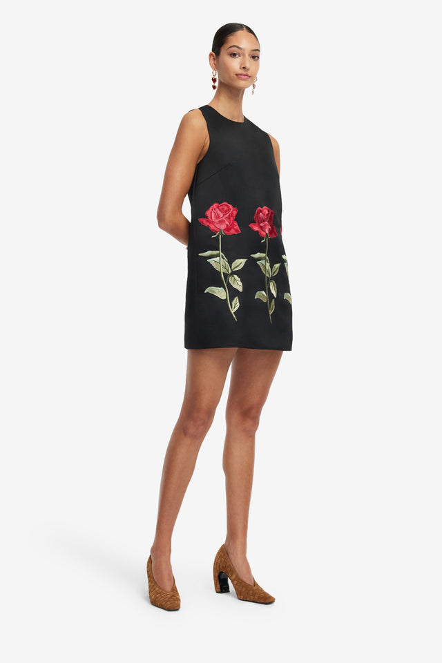 Exclusive LEO LIN Yvonne Embroidered Mini Dress - Ebony